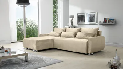 Produktbild von Modernes Beige Ecksofa Klappbar Für Wohnzimmer Mit Schlaf-Funktion Koda L