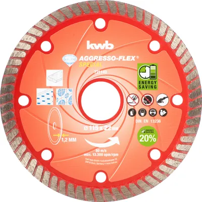 Produktbild von kwb 721140, Schneidedisk, Stein, Jede Marke, 2,2 cm, 11,5 cm, Rot