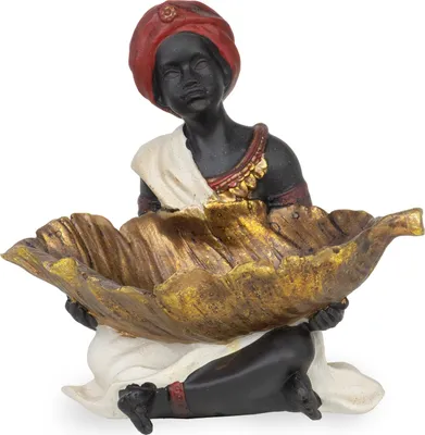 Zdjęcie produktu dla Orientalna figurka mydelniczki 15 x 12,5 x 14 cm - dekoracyjna figurka ze złotym liściem - niezwykła mydelniczka wykonana z polyresinu do łazienki, toalety dla gości lub dekoracji