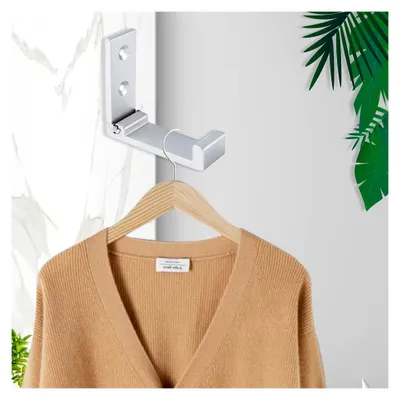 Produktbild von Klappbare Haken 4 Stück, Kopfhörerhalter, Wandhalterung für Kopfhörer, Faltbare Wandhaken, Faltbare Kleiderhaken, Wandhaken aus Aluminium, Klappbar für Garderobe, Badezimmer, Küche, 15 kg Tragkraft