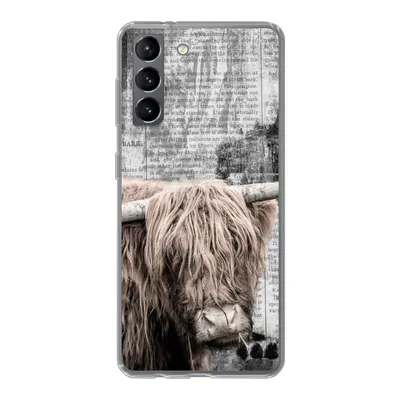 Produktbild von MuchoWow® Handyhülle Schutzhülle Hülle für Samsung Galaxy S21 Schottischer Hochländer - Vintage - Text Silikon Softcase Handy Hülle - Softcase