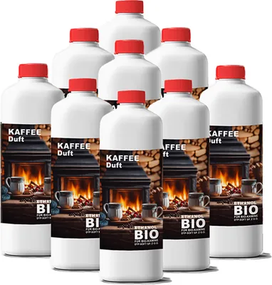 Obrázek produktu pro 9x1 litr bioetanolu KAFFEDUFT Premium 100% pro krbový líh 9L