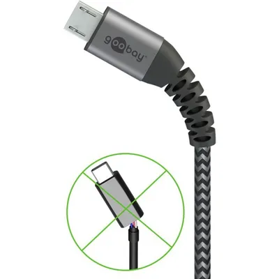 Obrázek produktu pro Goobay 49282, 1 m, Micro-USB B, USB A, USB 2.0, 0,48 Gbit/s, Černá, Šedá