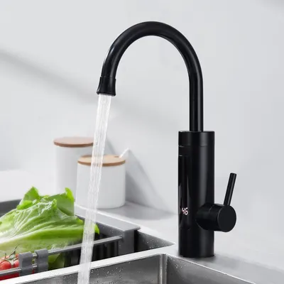 Produktbild von Wasserhahn Küche Homelody 360°Schwenkbar Durchlauferhitzer 230V Elektrischer Küchenarmatur mit LED Edelstahl Spülarmaturen Warmwasserboiler Camping