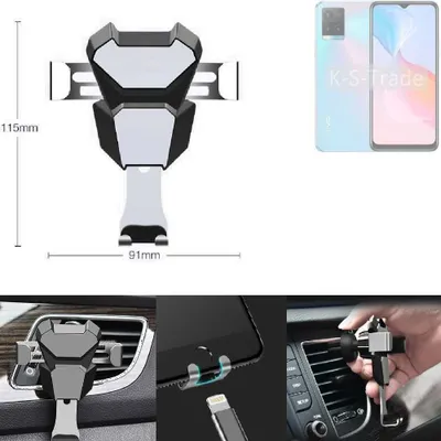 Produktbild von K-S-Trade Lüftungshalterung kompatibel mit Vivo Y21s kompakte Handy-Halterung Lüftungsschlitz Lüftungsgitter Autohalterung KFZ Auto-Halterung