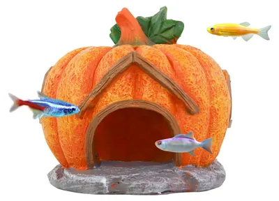 Productafbeelding van Aquariumdecoratie in de vorm van een pompoenhuis voor Halloween