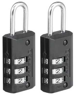 Produktbild von Master Lock 646EURT 2er-Pack Zahlenschlösser mit Zinkgehäus, Schwarz, 6,3 x 2 x 1 cm