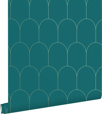 Immagine prodotto di ESTAhome carta da parati art deco blu petrolio e oro 53 cm x 10.05 m