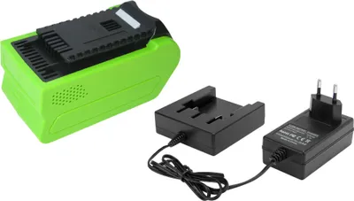 Produktbild von Trade-Shop 2in1 Set: Li-Ion Akku 40V / 4000mAh + Ladegerät inkl. Netzteil für Greenworks 2500007 2500502 25302 25322 25223 2501302 Rasenmäher