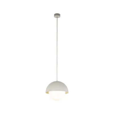 Produktbild von Pendelleuchte Metall Glas rund Ø 27 cm H: max. 160 cm Beige Weiß E27 Kugel Schirm Retro Design Hängeleuchte