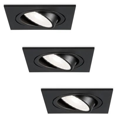 Image de HOFTRONIC - Spot encastrable LED 3x4W 345lm 6500K GU10 Noir Carré Inclinable IP20
