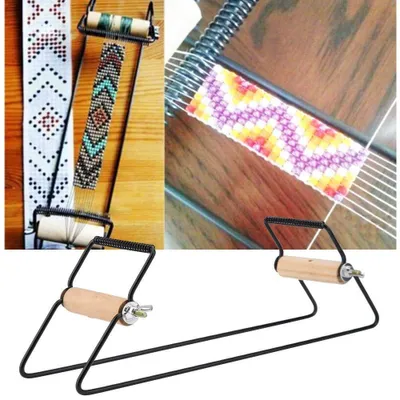 Immagine prodotto di Omgoods - Telaio per perline per la creazione di gioielli fai-da-te, realizzato con materiali in legno e acciaio inossidabile