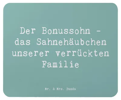 Produktbild von Mr. & Mrs. Panda Mauspad Spruch Der Bonussohn - Meeresbrise - Geschenk, Familienmitglied, Stiefsohn, Familienleben, laptop mousepad, Mouse Pad, Patchworkfamilie, pc