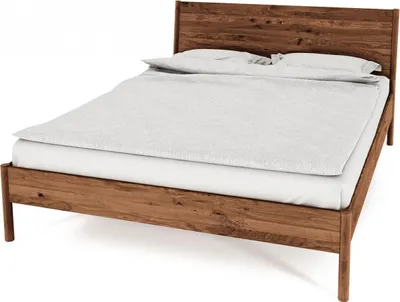 Produktbild von Bett Zola Wildeiche massiv choco 200x200 mit Holzkopfteil und Holzbeinen