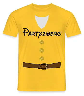 Produktbild von Spreadshirt Partyzwerg Sieben Zwerge Karneval-Kostüm für Erwachsene Männer T-Shirt, XXL, Gelb
