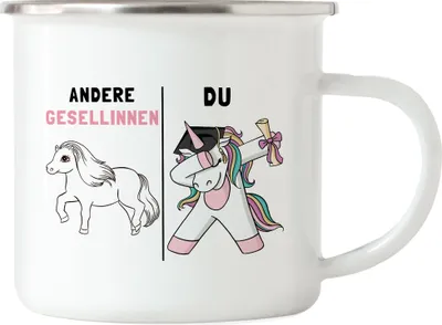 Produktbild von Andere Gesellinnen Du Emaille Tasse Pferd Einhorn Geschenkidee Lustig Ausbildung Berufsschule