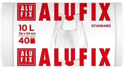 Produktbild von Müllbeutel mit Henkel, 10 Liter, 40 Stück, 36x44 cm, 10 µ, ALUFIX, weiß