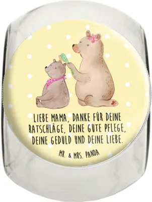 Produktbild von Mr. & Mrs. Panda Kaffeedose Bär Kind L 870ml - Gelb Pastell - Geschenk, Süßigkeitenglas, Mom, Mama, Muttertag, Glasdose, Bruder, Bonboniere, Teedose, Mutter