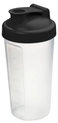 Obrázok produktu pre Šejker 600 ml "Protein" - šejker do posilňovne na proteínové a športové nápoje - vrátane vyberateľného sitka a praktickej stupnice - ľahko sa čistí - čierny/priehľadný