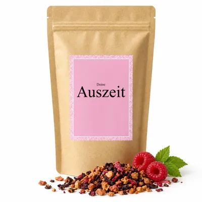 Produktbild von Tee „Deine Auszeit“ Ruhe & Entspannung – Früchtetee mit Himbeer-Geschmack für Ruhe & Wohlbefinden. Geschenk zum Muttertag, Geburtstag, ... 70 g