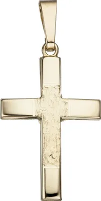 Produktbild von Anhänger Kreuz 26,6mmx16,4mm aus 585 Gold Gelbgold teilgehämmert Goldkreuz