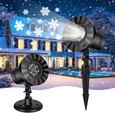 Produktbild von Halloween Weihnachtsprojektor Lichter Outdoor Moving Schneeflocke Lichter Wasserdicht für Urlaub Party Garten Hochzeit Indoor Outdoor Dekorationen, Weiße Schneeflocke