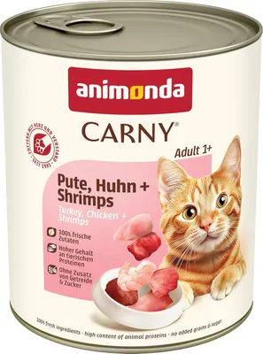 Produktbild von animonda Carny Katzen Nassfutter Pute + Huhn + Shrimps (6 x 800g), getreidefreies Katzen Nassfutter ohne Zucker, mit frischen fleischigen Zutaten