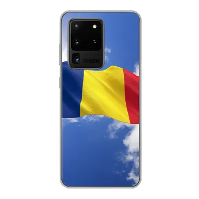 Produktbild von MuchoWow® Handyhülle Schutzhülle Hülle für Samsung Galaxy S20 Ultra Rumäniens Flagge weht am Himmel Silikon Softcase Handy Hülle - Karteninhaber