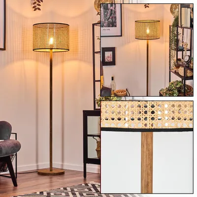 Produktbild von Casalina Stehlampe aus Holz/Metall/Rattan/Wienergeflecht in Natur/Schwarz