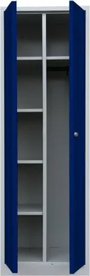 Produktbild von Wäscheschrank Kleiderschrank Stahl Lagerschrank PutzSpind 515711 Lichtgrau/Blau