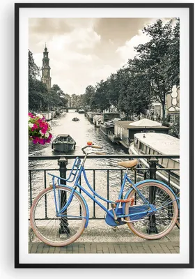 Produktbild von Gerahmtes Poster - Schwarzer Rahmen - Amsterdam Fahrräder Brücke - 61x91,5 cm - Wand Bild - Wanddeko - Wandbilder - Kunstposter - Wandposter - Bilderrahmen - Bilder - Kunstdruck - P2BPA61x91-4503