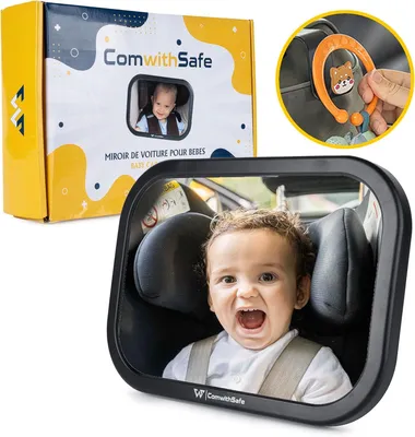 Zdjęcie produktu dla Lustro do fotelika samochodowego dla dzieci, niezniszczalne, z możliwością regulacji o 360°, łatwy montaż, przeznaczone do tylnej kanapy