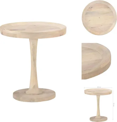 Obrázok produktu pre vidaXL Bočný stolík Ø50x55 cm z masívneho mangového dreva - Bočné stolíky