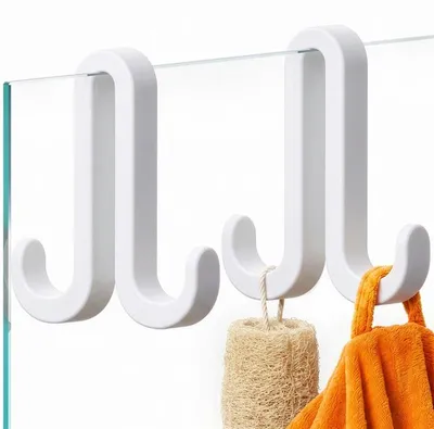 Produktbild von MINISMUS 2er Set Duschhaken für Handtücher, Weiß, ohne Bohren