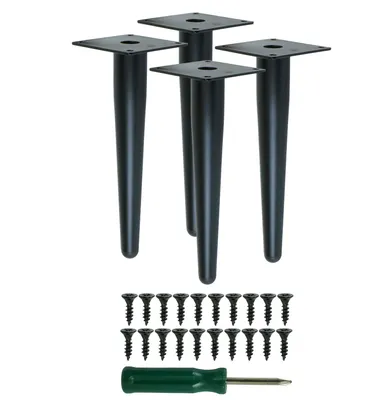 Produktbild von Metallfuß aus Stahl 23 cm gerade Sofafuß Schrankfuße Schwarz 4 Stück