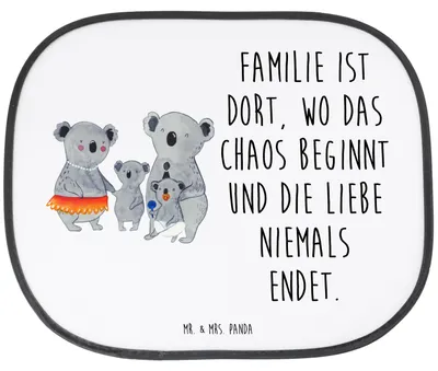 Produktbild von Mr. & Mrs. Panda Sonnenblende Auto Koala Familie - Weiß - Geschenk, Koalas, Family, Sonnenschutz Fürs, Mama, Muttertag, Papa, Seitenscheibe, Kinder, autofenster, für