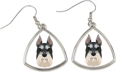 Immagine prodotto di Schnauzer I - Orecchini con un'immagine e la scritta "Cane geometrico" di Art-Dog
