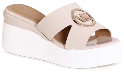 Produktbild von topschuhe24 3084 Damen Lack Keilabsatz Sandaletten XXL Plateau Sandalen, Farbe:Beige, Größe:40 EU