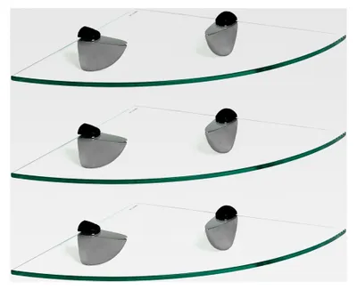 Produktbild von Schwebende Eckregale aus Glas für das Badezimmer - 30 cm - Klar/Schwarz - 3X Wandmontage für Küche, Schlafzimmer, Dusche und Dekoration