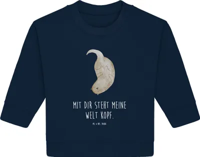 Produktbild von Mr. & Mrs. Panda Organic Baby Pullover Otter Kopfüber 12. - 18. Monat - French Navy - Geschenk, Liebe, Verknallt, Verliebt, Seeotter, Niedlich, Bullover, Liebesgeschenk
