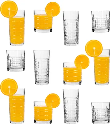 Produktbild von Brit 12pc Glaswaren-Set - Gemischt Glas Highball Cocktail Gin-Gläser & Wasser Whiskey Trinkbecher - by LAV