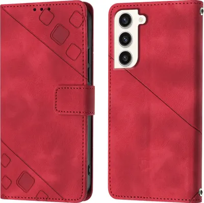 Produktbild von Hülle für Samsung Galaxy S23 Prägung Flip Leder Brieftasche Schutzhülle mit Ständer Rot