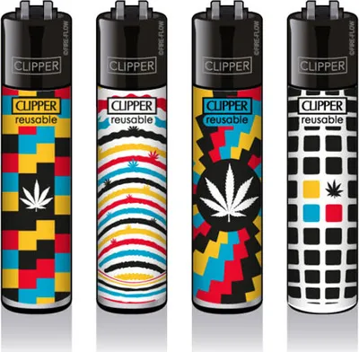 Produktbild von Clipper Reibradfeuerzeuge Optical Weed, 4 Stück