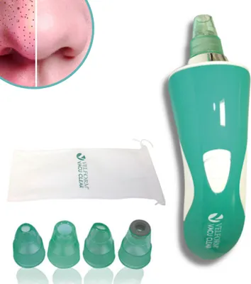 Produktbild von Velform Vacu Clear - Porenreiniger, Vakuumreiniger, entfernt Mitesser und Schmutz, Mitesserentferner,  Mitesser, 4x austauschbare Saugköpfe