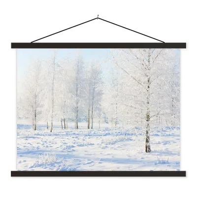 Produktbild von MuchoWow® Textilposter Schnee - Bäume - Winter 60x45 cm mit schwarzem Rahmen - Poster Schlafzimmer