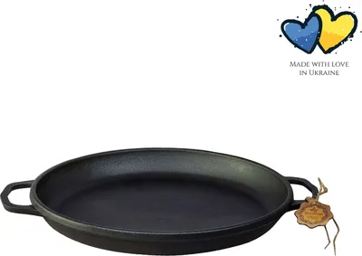 Produktbild von MAYSTERNYA Gusseisen-Paellapfanne - ø 40 x 4 cm - Induktionsgeeignet - Paellapfanne - Kochen über offenem Feuer - BBQ Platte rund - Schwarz