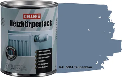 Produktbild von OELLERS Heizkörperlack bewährt 1L – RAL 5014 Taubenblau | Heizkörperfarbe & Heizungsfarbe | Hochdeckender Heizungslack | Hitzebeständig & langlebig