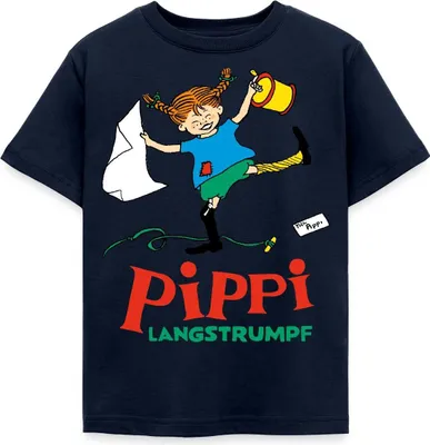 Produktbild von Spreadshirt Pippi Langstrumpf Pippi Hat Spaß Kinder T-Shirt, 110/116 (5-6 Jahre), Navy