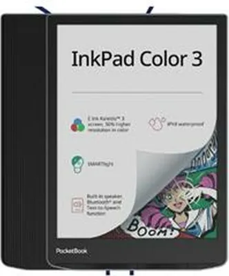 Zdjęcie produktu dla PocketBook InkPad Color 3, 19,8 cm (7.8"), E Ink Kaleido, 1404 x 1872 px, 4096 kolorów, 702 x 936 px, ACSM, AZW, AZW3, CBR, CBZ, CHM, DOC, DOCX, DjVu, EPUB, EPUB DRM, FB2, FB2.ZIP, HTM, HTML, MOBI,...