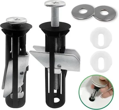 Image de Kit de fixation pour siège de WC - Kit de chevilles pour siège de WC (2 pièces) compatible avec la plupart des ensembles de couvercles de WC, adapté aux filetages de 14 à 20 mm